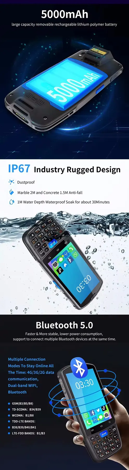GJY F7 Android 14 GMS Rugged Mobile Computer — product view 3
