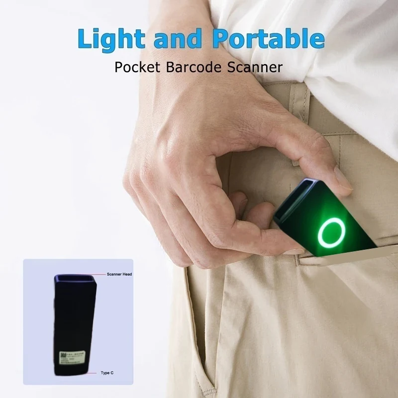 BS1501 Pocket Bluetooth Barcode Scanner carried in a pocket