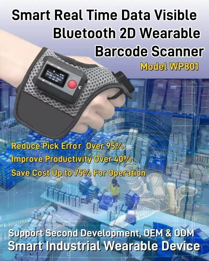 WP801 Glove-Mounted 2D Scanner With Touch Screen — product view 2