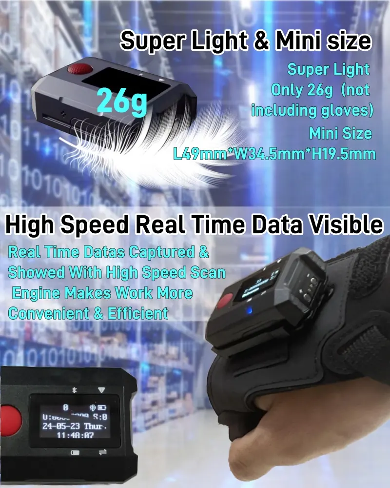 WP801 Glove-Mounted 2D Scanner With Touch Screen — product view 5