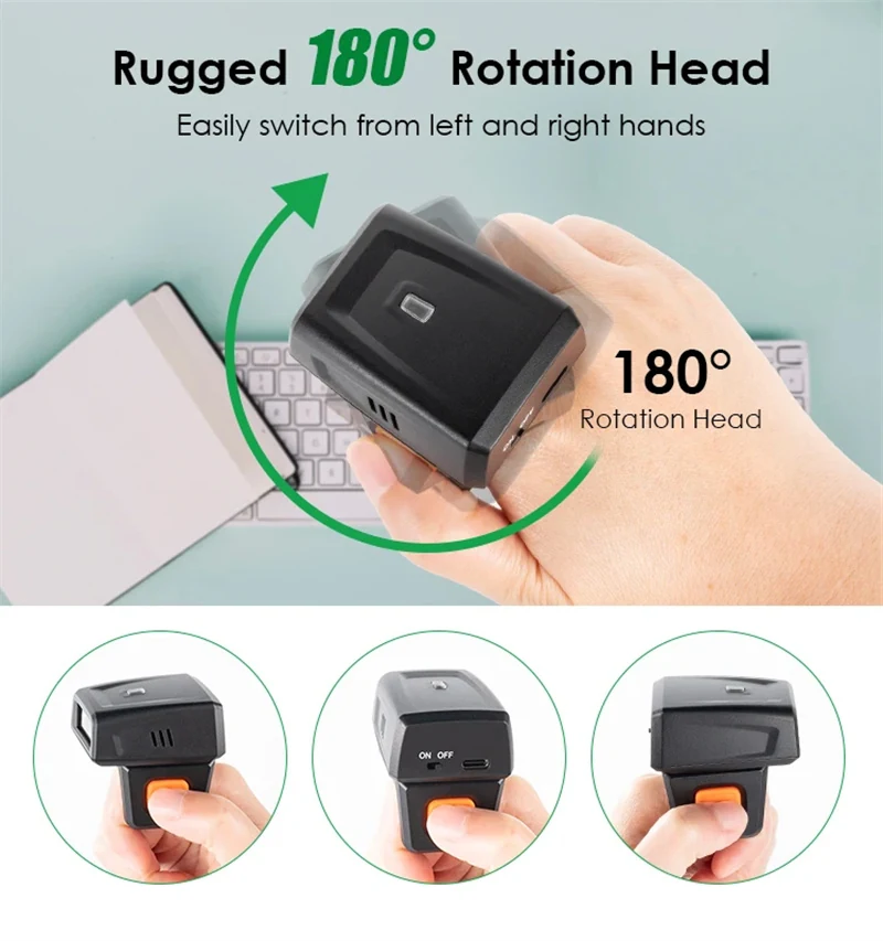 RS1501 Bluetooth Finger Ring Barcode Scanner carried in a pocket