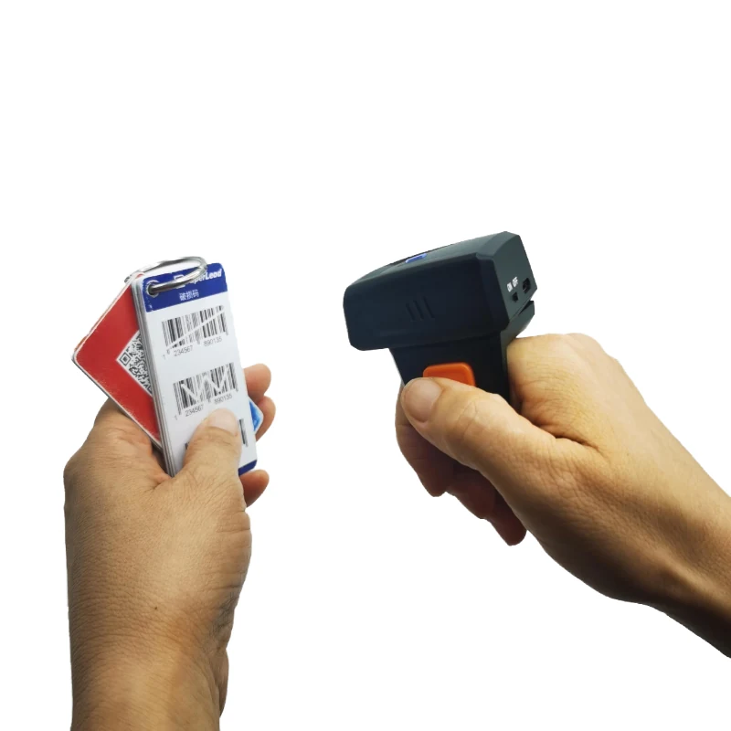 RS1501 Bluetooth Finger Ring Barcode Scanner carried in a pocket