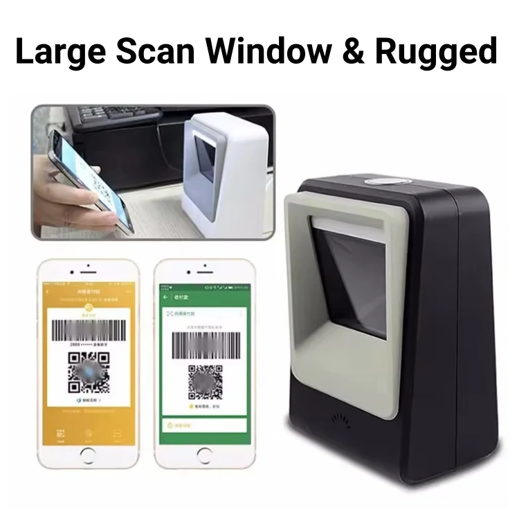 Rugged Desktop Barcode Scanner, -30°C to 50°C at a cafe counter