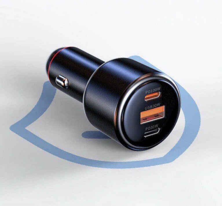 In-vehicle USB car charger shown against a plain background