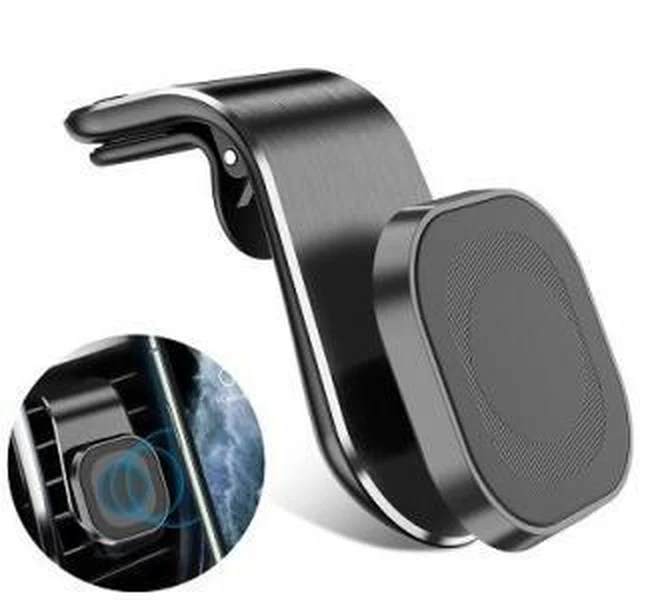 Magnetic car phone holder mounted on a vehicle air vent