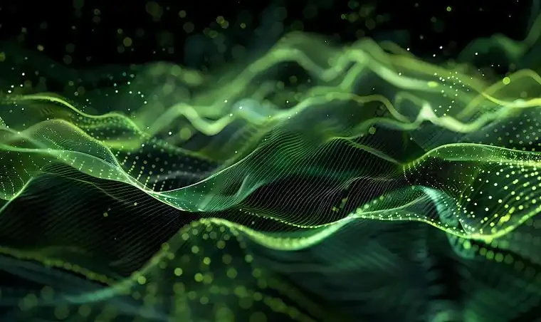 Abstract green data landscape representing carbon emissions measurement