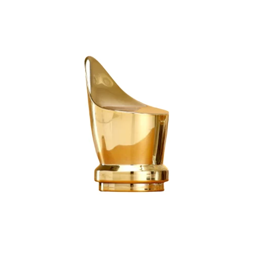Angled Sculptural Gold Perfume Cap photographed against a white background