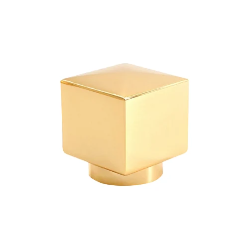 Polished Gold Cube Perfume Cap photographed against a white background