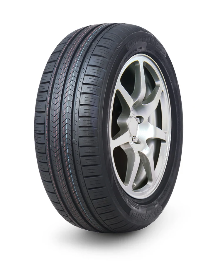 CROSSWIND R791- TAXI Tire with block tread pattern and smooth sidewall, mounted on a steel rim