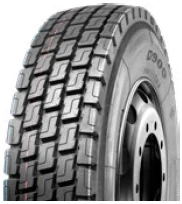 D900 radial truck tyre with block tread pattern and 10.00R20 size marking on the sidewall