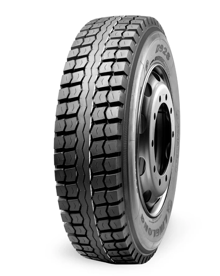 D928 radial drive-axle truck tyre with block tread pattern and standard sidewall profile
