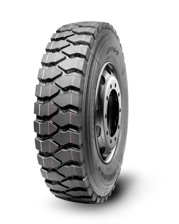 D969-Light Truck radial truck tyre with block tread pattern and deep tread depth, shown in profile