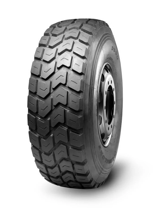 D990 radial truck tyre for off-road all-position use, 14.00R20 size, with deep tread pattern and reinforced casing