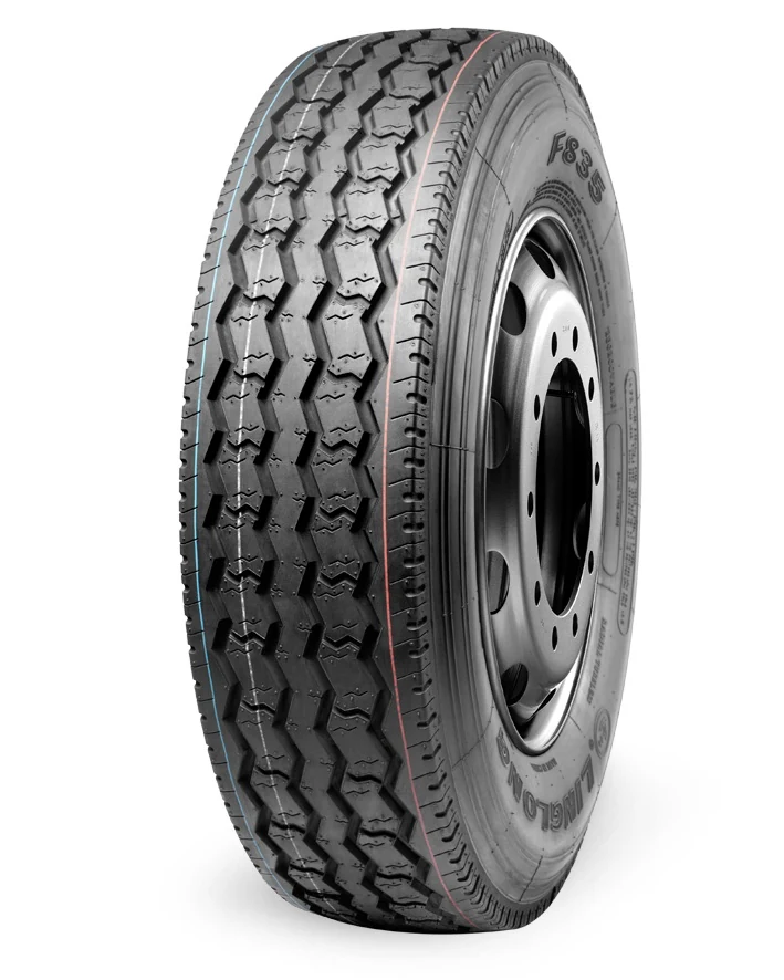 F835 radial truck tyre with all-position tread pattern and standard rim fitment