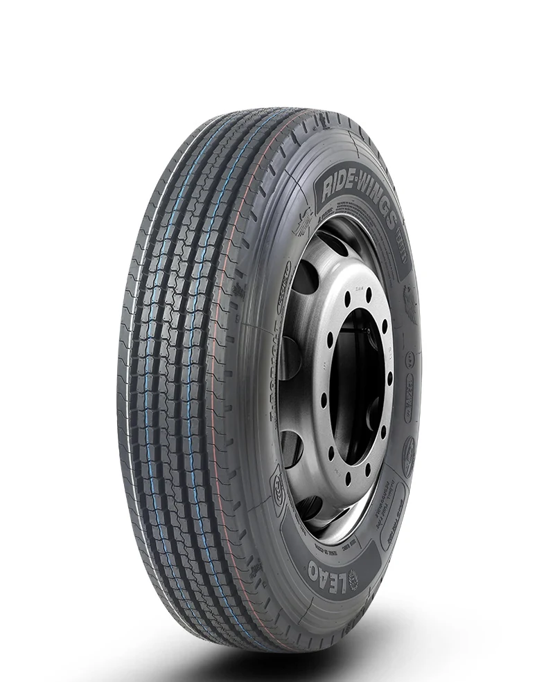 KCA651-New radial truck tyre with zig-zag grooves and thick sidewall, mounted on a 16-inch rim