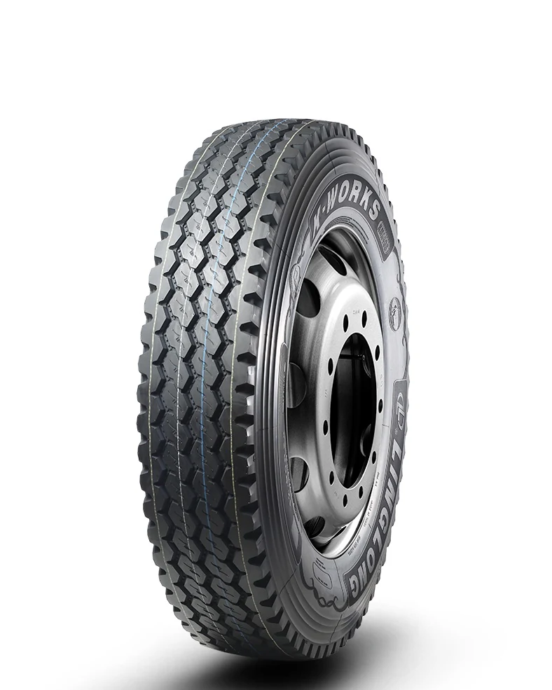 KMA403-New radial truck tyre with block tread pattern, thick sidewall, and stone rejection groove design