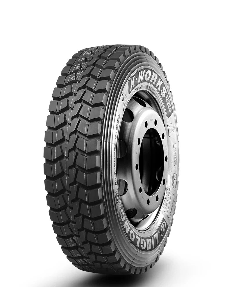 KMD401-New radial drive axle truck tyre with block tread pattern and stone rejection groove design