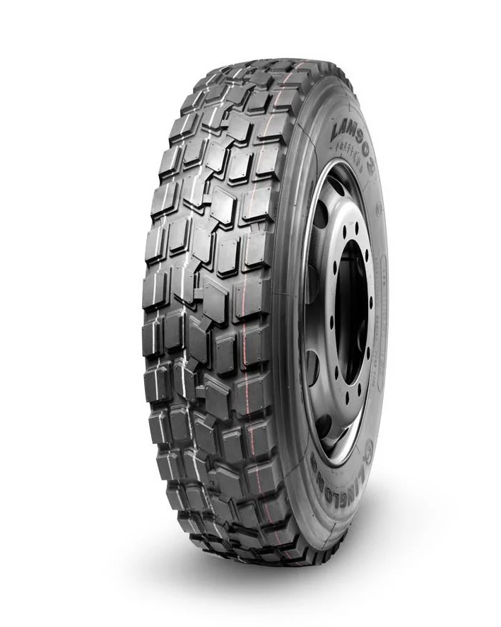 LAM903 radial truck tyre with block tread pattern and reinforced sidewall for on and off road use