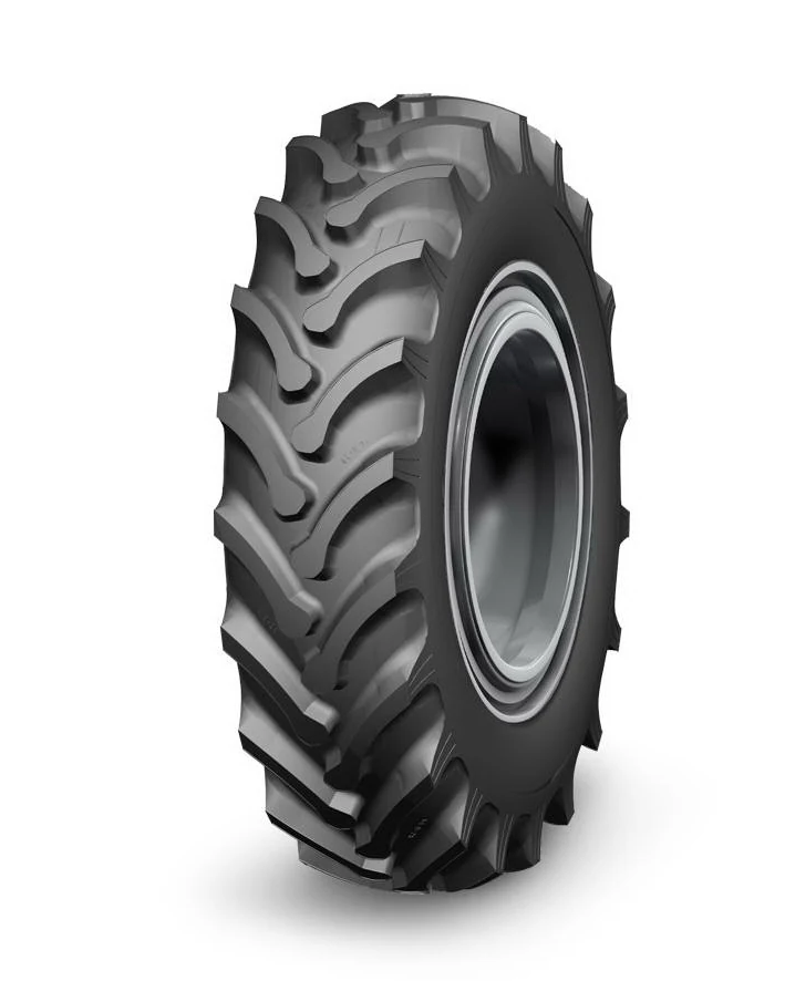 LBR102-New bias agricultural tyre with deep tread pattern and wide section, mounted on a rim