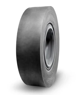 LC101 bias OTR tyre mounted on a loader rim, showing flat and smooth tread pattern