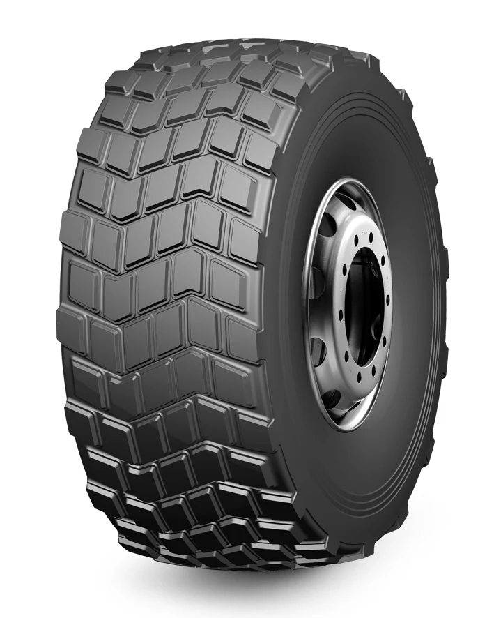 LD702(E-7) radial OTR sand tyre with vertical and horizontal groove pattern, showing reinforced bead area and 24R20.5 size marking