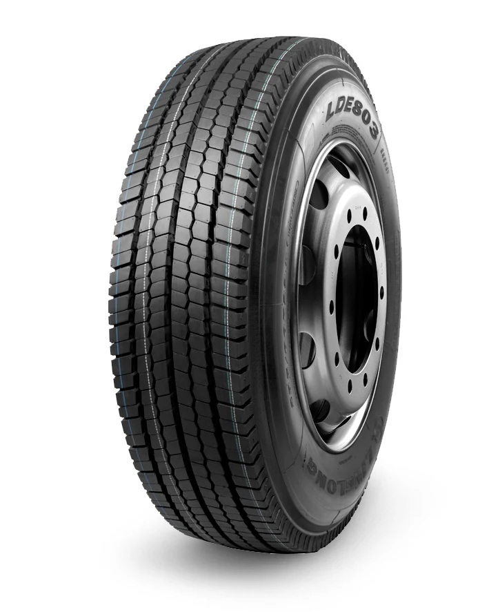 LDE803 radial drive-axle truck tyre with highway-optimised tread pattern and standard 9.00 rim fitment