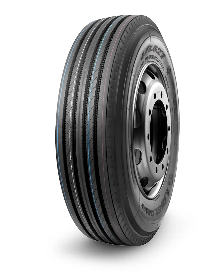 LFL827 radial truck tyre with block tread pattern and reinforced sidewall for steer and trailer axle use