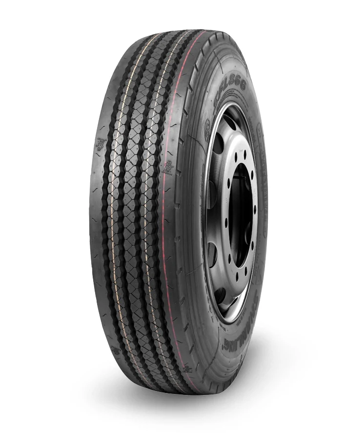 LFL866 radial steer truck tyre with extra wide tread and zig-zag groove pattern