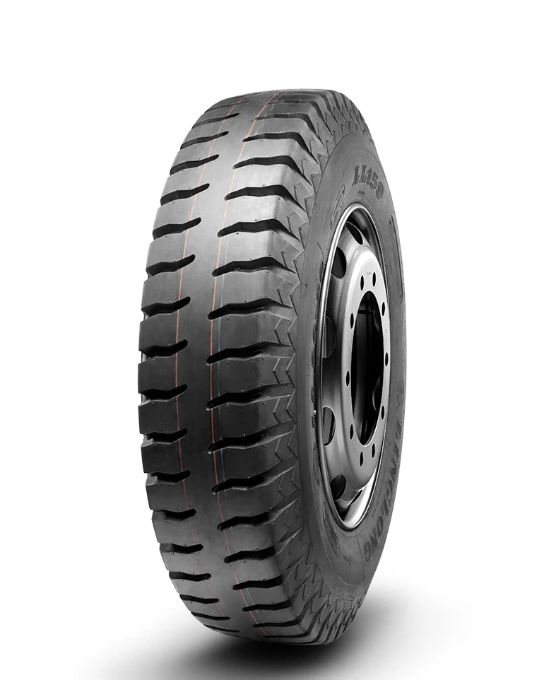 LL159 bias truck and bus tyre with block tread pattern and reinforced sidewall