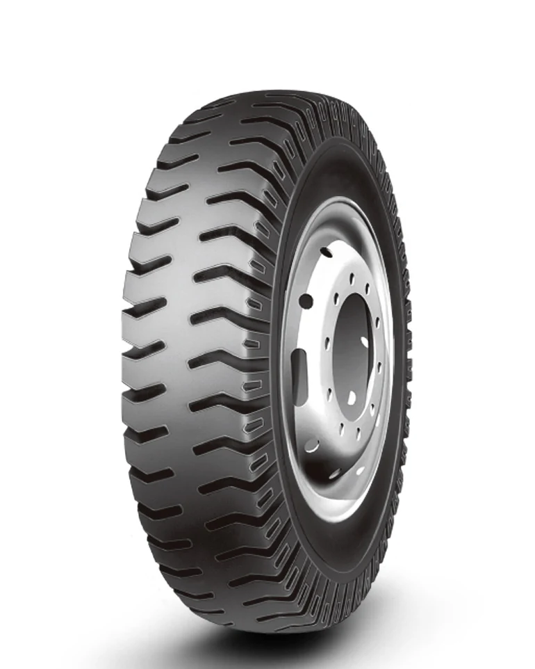 LL4 bias truck and bus tyre with block tread pattern and reinforced shoulder area
