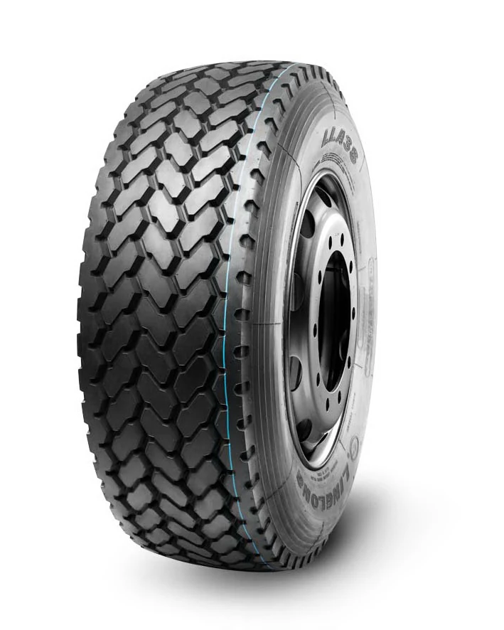 LLA38 radial trailer tyre with typical combined tread pattern and cut resistance compound