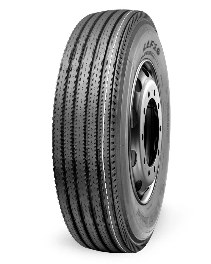 LLF16 radial steer-axle truck tyre with highway tread pattern and uniform tread depth