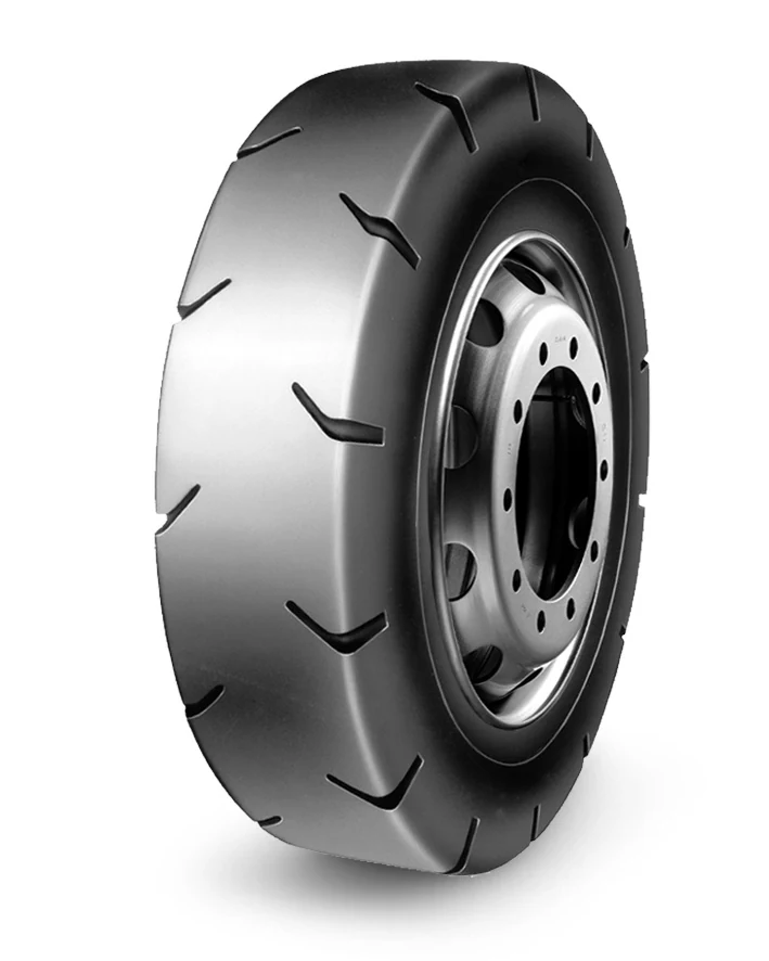 LSM401(L-4S+) bias OTR tyre for underground loaders, showing flat and smooth tread pattern and 10.00-20 size