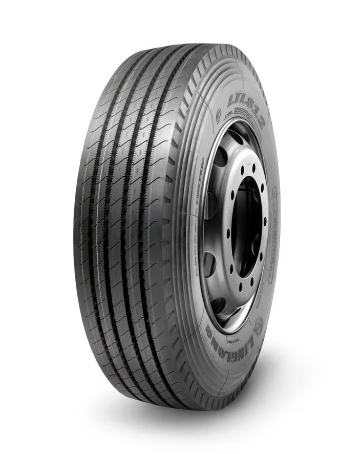 LTL812 radial truck tyre with block tread pattern and reinforced casing, mounted on a truck wheel
