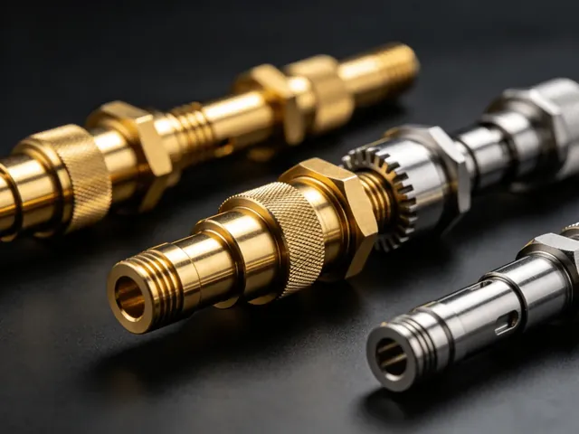 Brass and stainless steel turned shafts with threads and knurled sections