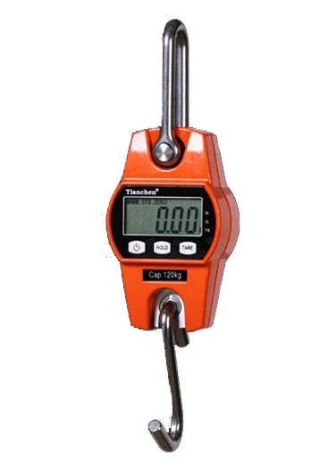 Orange mini crane scale with stainless steel hook and LCD display