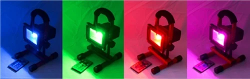 10W RGB Rechargeable LED Flood Light - detail view