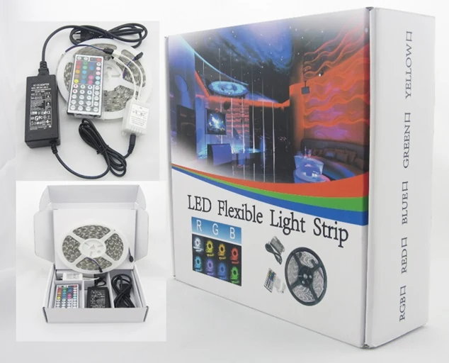 Colour Box Packed RGB LED Strip Light Kit - detail view