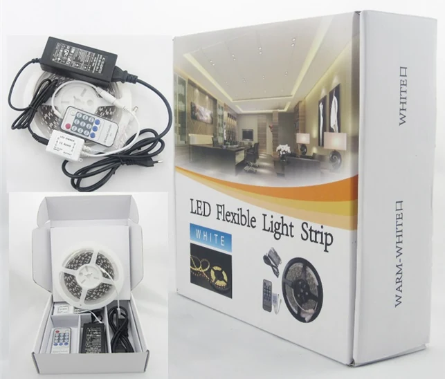 Colour Box Packed White LED Strip Light Kit - detail view