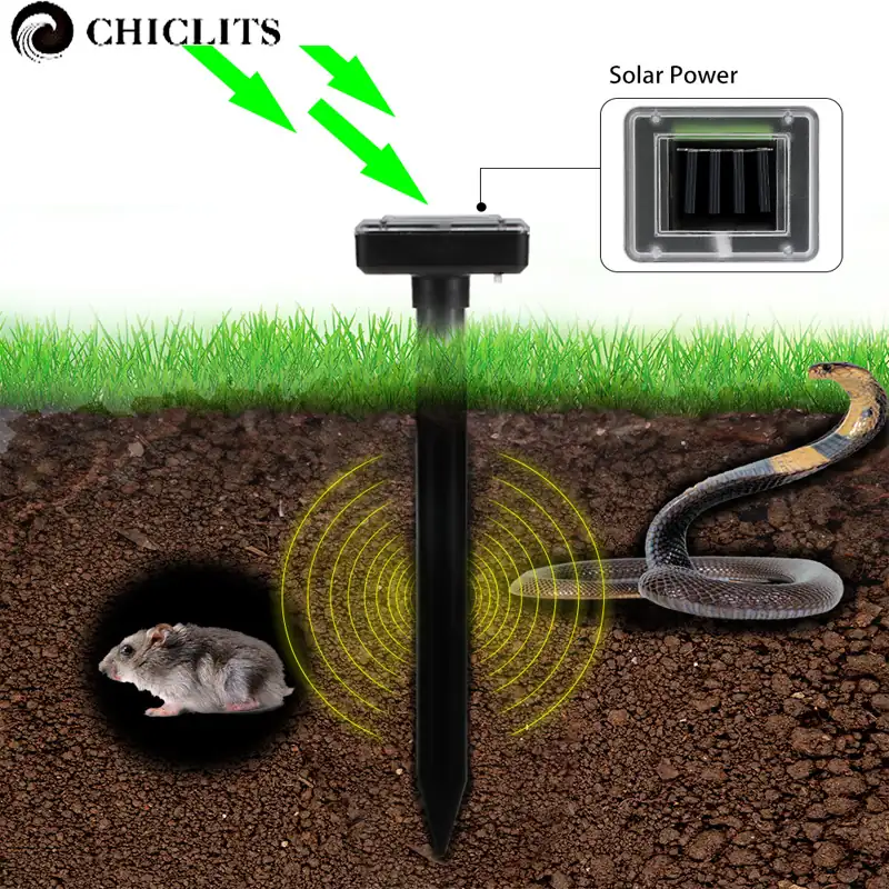 Solar Rodent Repeller Garden Lamp - detail view