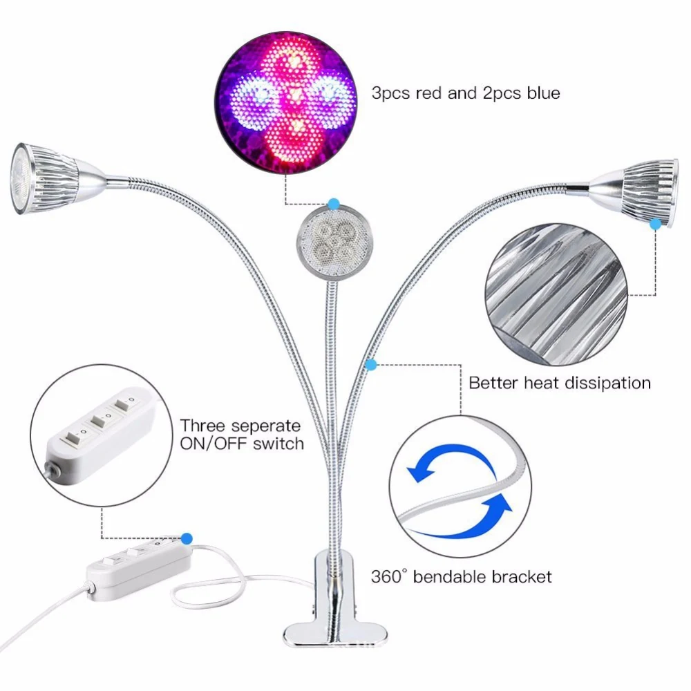 Three Head LED Grow Light With Timer from C&R Group