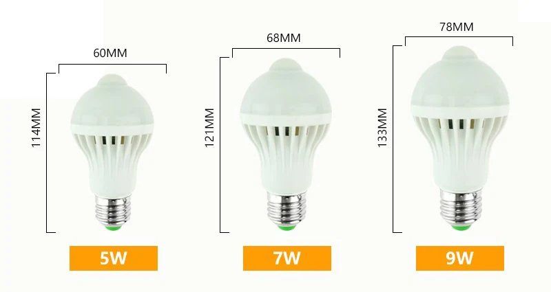 LED PIR Motion Sensor Bulb - dimension drawing
