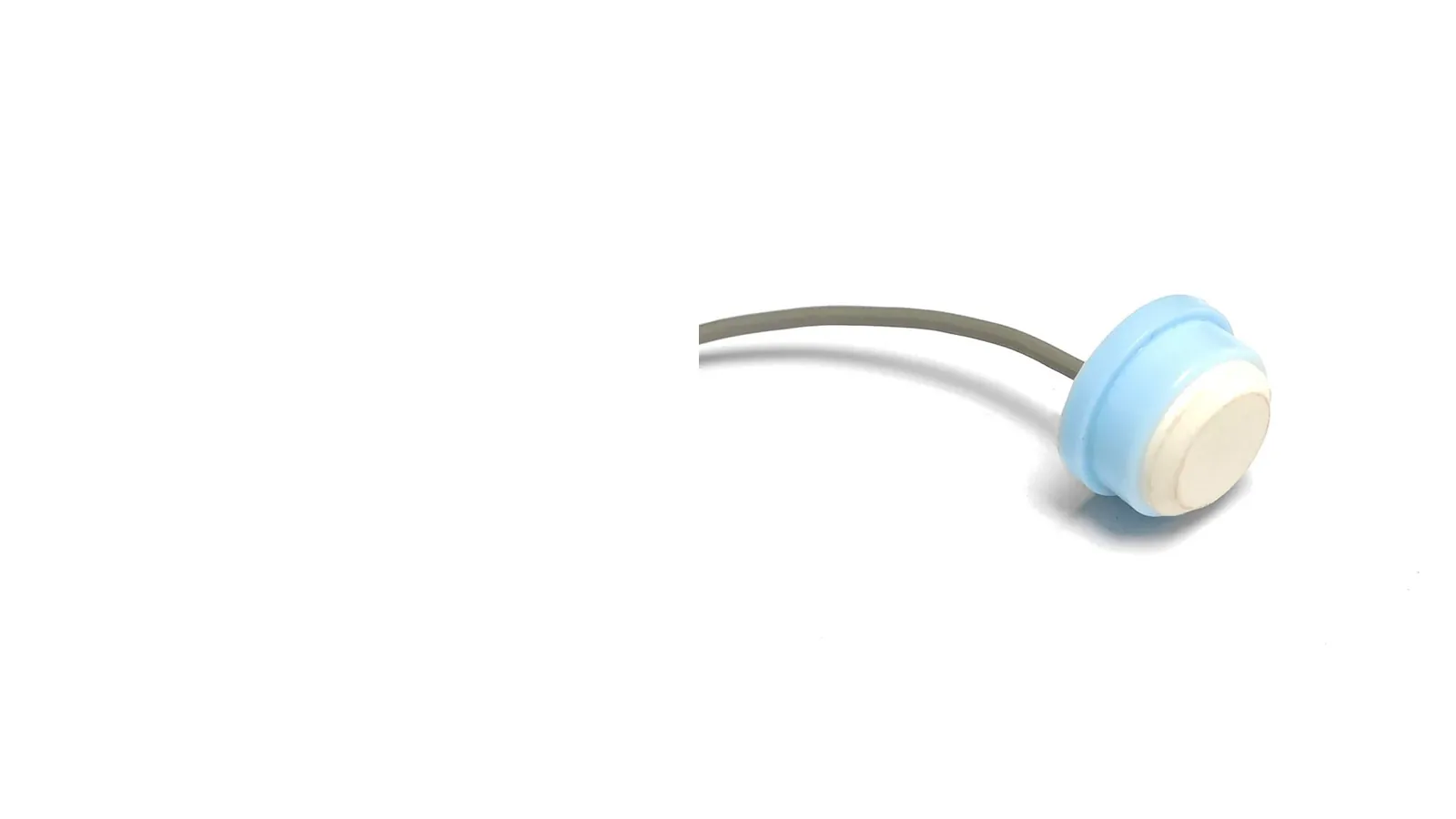 200 kHz ultrasonic gas flow transducer with light blue moulded body, shown against a white background