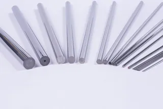 Ground carbide rod ends showing coolant bores
