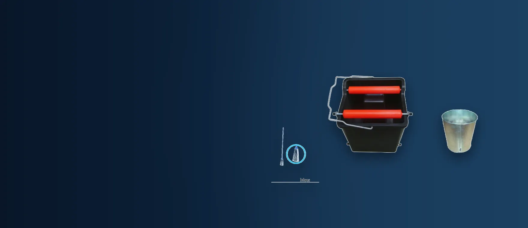 Mop bucket, stainless pedal waste bin and yacht mop from the GY Marine accommodation store range