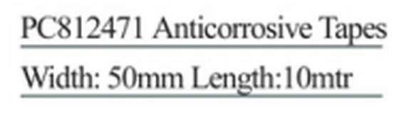 Specification sheet for Anticorrosive Tapes showing catalogue codes, sizes and ratings