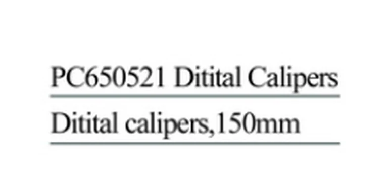 Specification sheet for Digital Calipers showing catalogue codes, sizes and ratings