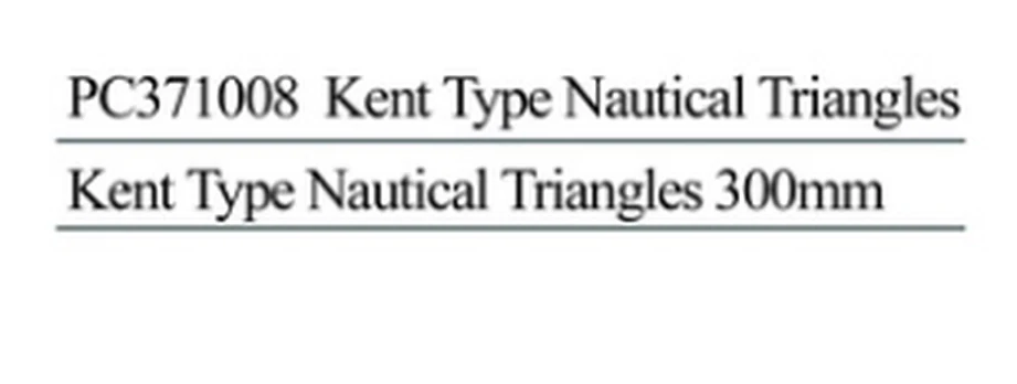 Specification sheet for Kent Type Nautical Triangles showing catalogue codes, sizes and ratings