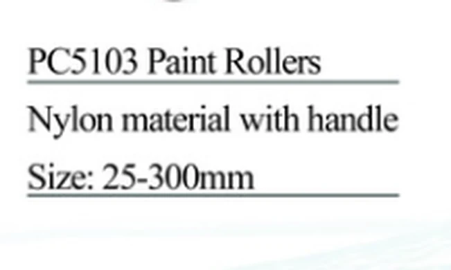 Specification sheet for Paint Rollers showing catalogue codes, sizes and ratings