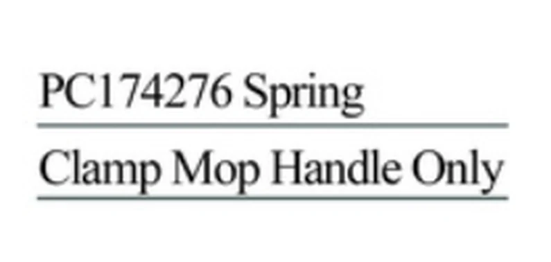 Specification sheet for Spring Clamp Mop Handle Only showing catalogue codes, sizes and ratings